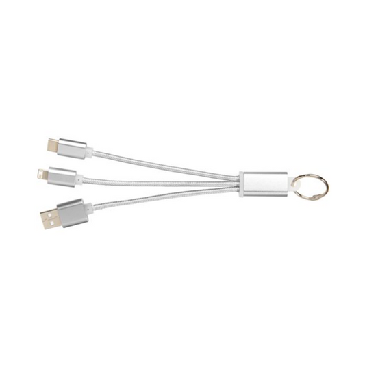 Cargador 3 en 1 Personalizable | Cable Metálico con Llavero